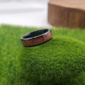 Wooden Ring Metallic Lining  8.5 Size R808